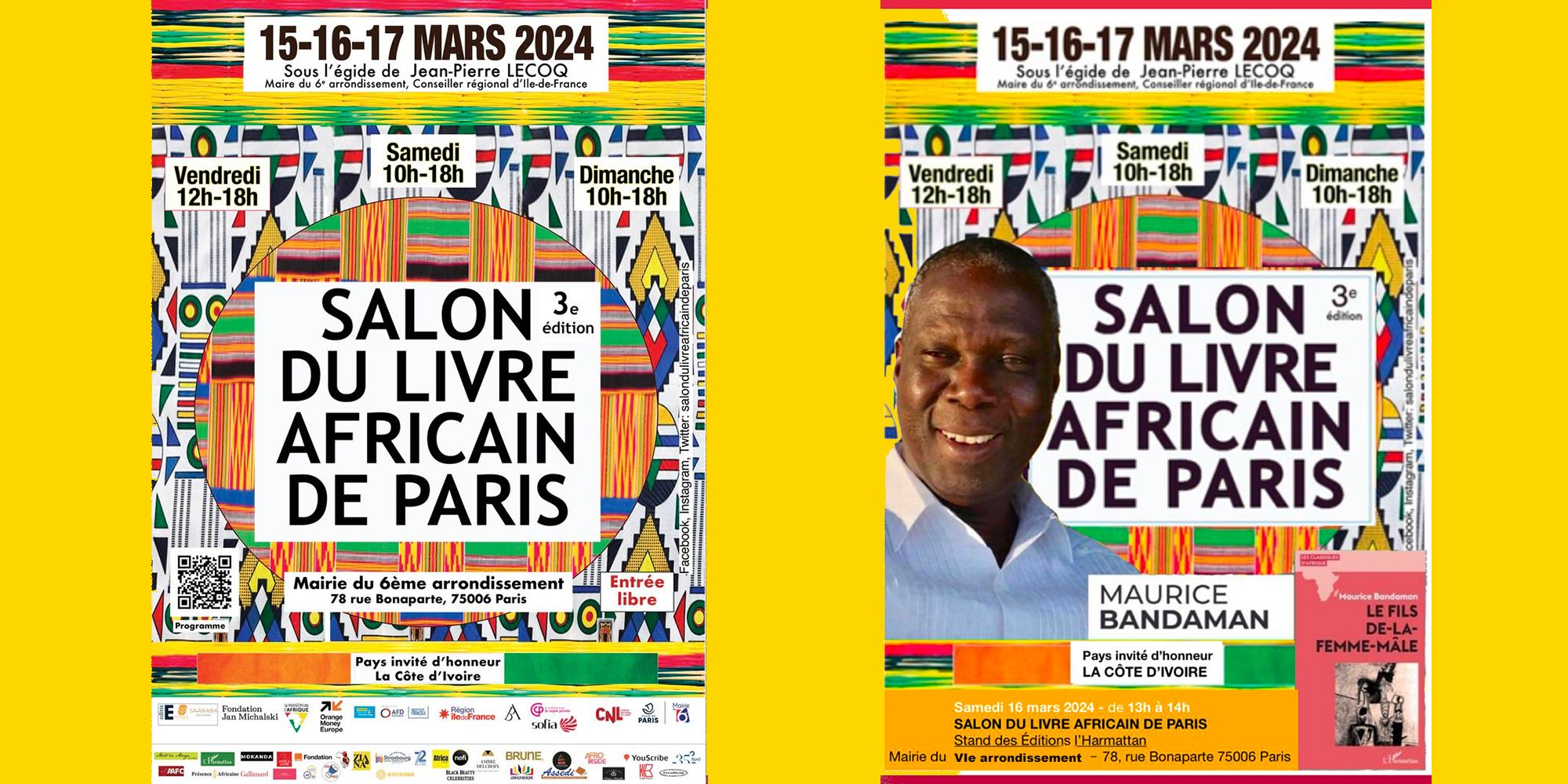 Agenda Paris, 15 au 17 mars 2024 – La Côte d’Ivoire avec son ambassadeur-écrivain Maurice Bandaman, invitée d’honneur du IIIe Salon du Livre Africain de Paris